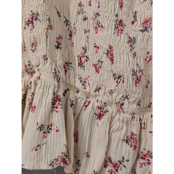 Women's SUGAR + LIP2 Cream Floral Smocked Blouse S - Picture 2 of 8